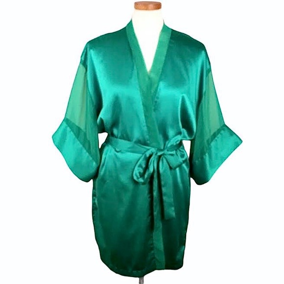 Vintage Victoria's Secret Gold Label Green Robe - Picture 2 of 8